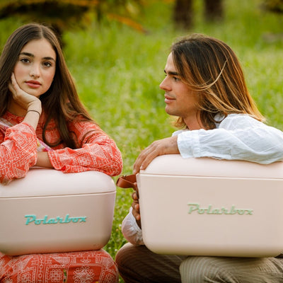 Polarbox 12L Classic Cooler Box with Leather Strap, Nude & Olive Green - Al Makaan Store