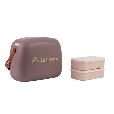 Polarbox 6L Urban Cooler Bag with 2 Containers Mauve Gold - Al Makaan Store