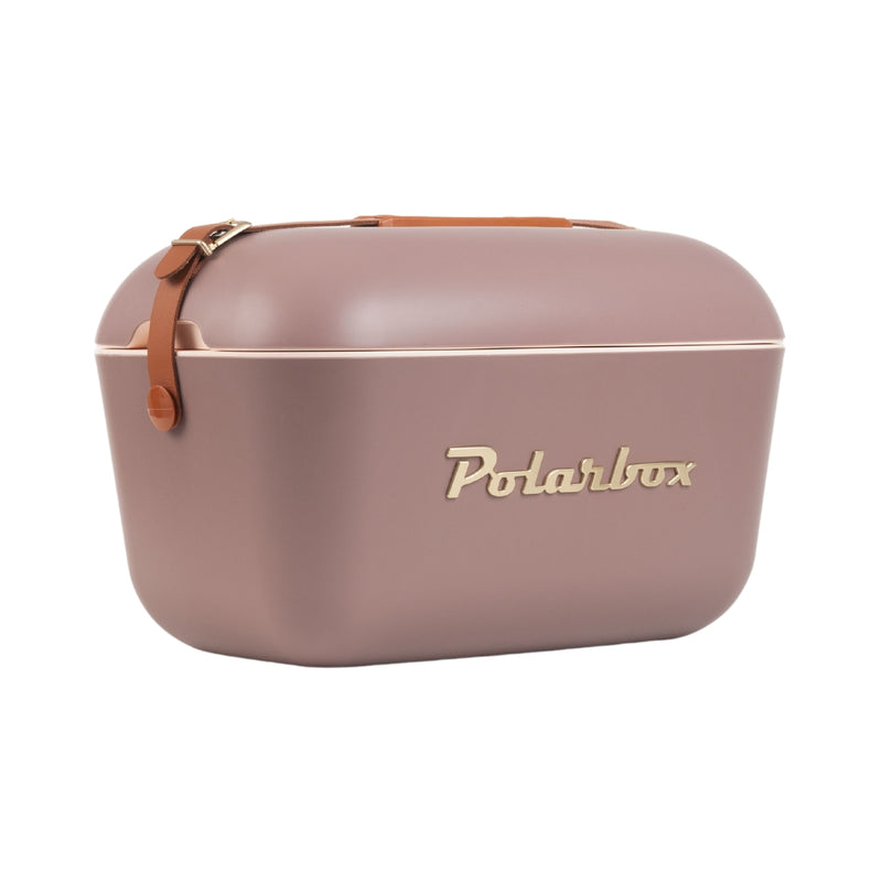 Polarbox 12 L Classic Cooler Box with Leather Strap, Mauve - Gold - Al Makaan Store