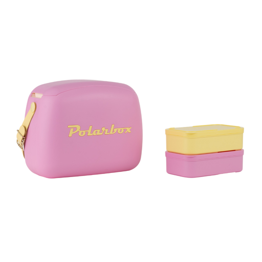 Polarbox 6 L Urban Cooler Bag with 2 Containers, Bubblegum Pink - Yellow- Al Makaan Store