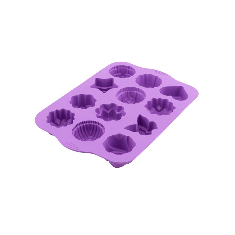 Silicolife 12-Hole Mix Shape Muffin & Cookie Silicone Mold – Assorted Color- Al Makaan Store