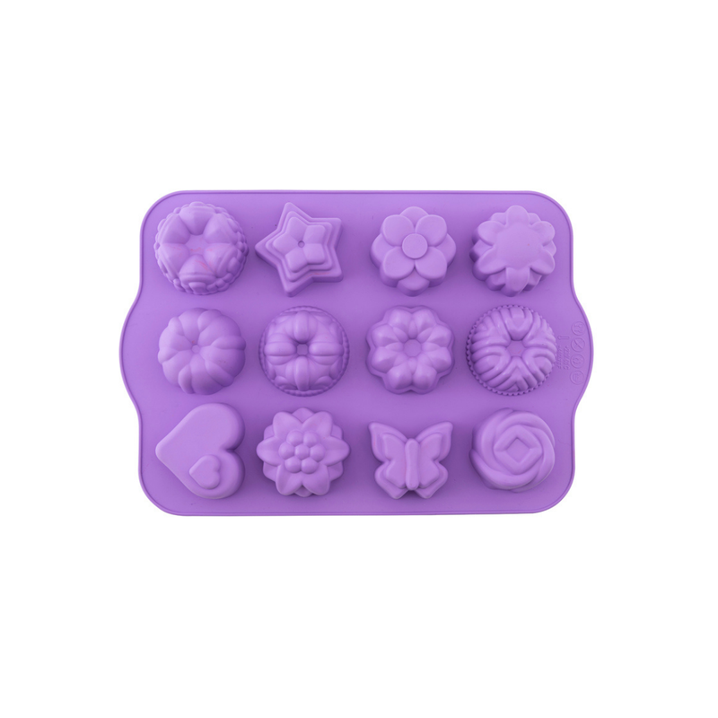 Silicolife 12-Hole Mix Shape Muffin & Cookie Silicone Mold – Assorted Color- Al Makaan Store