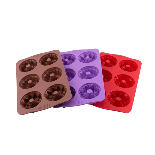 Silicolife 6-Hole Mix Shape Muffin & Cookie Silicone Mold – Assorted Color- Al Makaan Store
