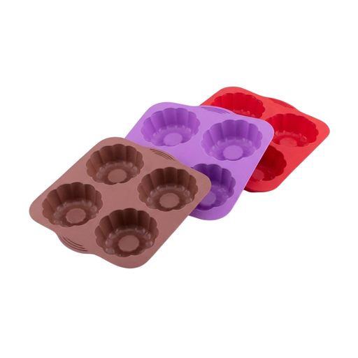 Silicolife 4-Hole Clover Shape Muffin & Cookie Silicone Mold – Assorted Color- Al Makaan Store