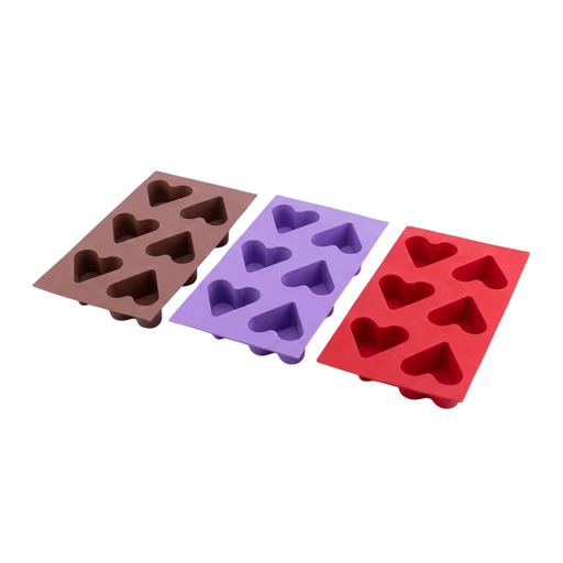 Silicolife 6-Hole Heart Shape Muffin & Cookie Silicone Mold – Assorted Color- Al Makaan Store