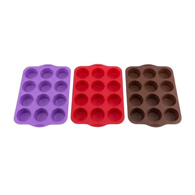 Silicolife 12-Hole Classic Muffin Silicone Mold – Assorted Color- Al Makaan Store