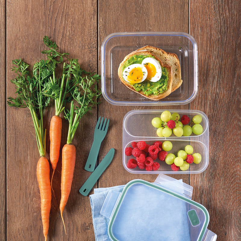 Snips Tritan Renew Airtight Rectangular Lunch Box 1.5 Liter Fork & Knife - Al Makaan Store