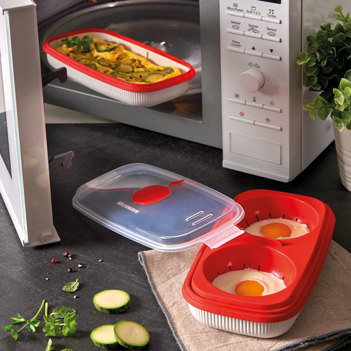 Snips White Microwave Egg Poacher & Omelette Maker 750 ml - Al Makaan Store