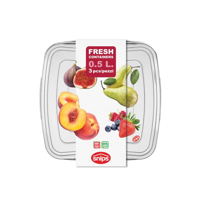Wholesale Bundle: Snips 3 Pieces Fresh Square Container 0.5 L Set in Bulk (12-Pack) - Al Makaan Store