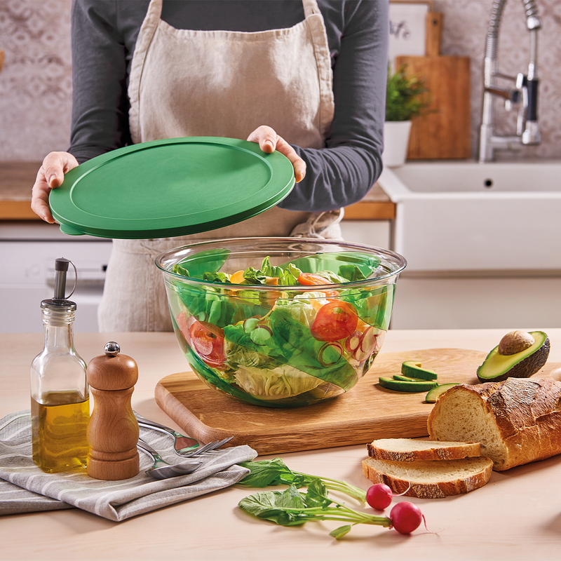 Wholesale Bundle: Snips Polystyrene Green Salad Bowl with Lid 23.5 cm in Bulk (6-Pack) - Al Makaan Store
