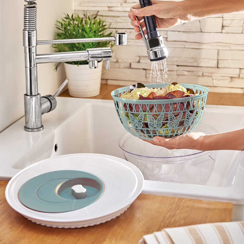 Snips Miss Butterfly Light Blue 2 in 1 Salad Spinner & Bowl 4 Liter - Al Makaan Store