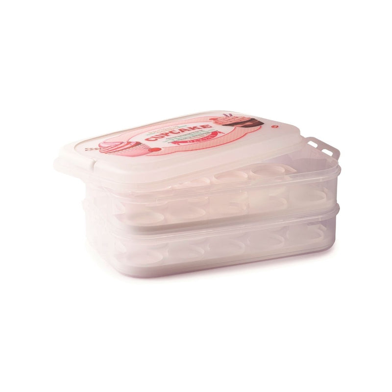 Snips Vintage White 2 layered Cupcake Holder & Carrier 14 Liter - Al Makaan Store