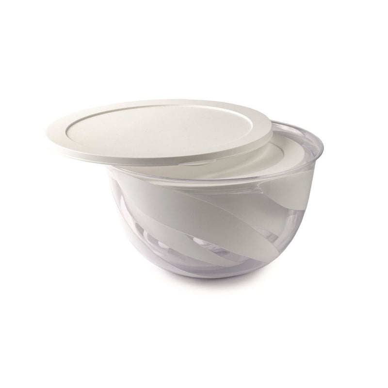 Snips White 2 Pieces Salad Bowl 5 Liter and 3 Liter with lids Set - Al Makaan Store