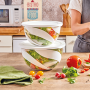 Snips White 2 Pieces Salad Bowl 5 Liter and 3 Liter with lids Set - Al Makaan Store