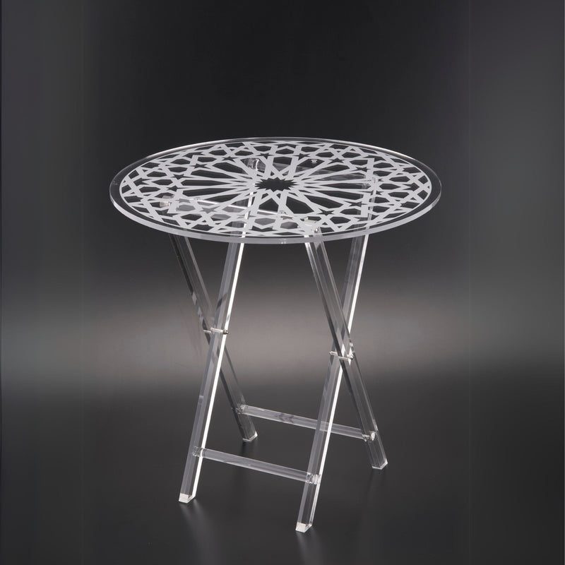 Vague Acrylic 4 Piece Round Silver Acrylic Table Set