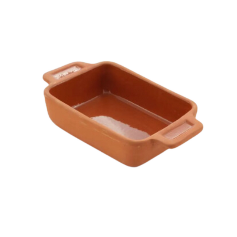 Che Brucia Inner Glazed Clay Rectangle Oven Tray with Handle 22 x 11 x 4.5 cm -Buca