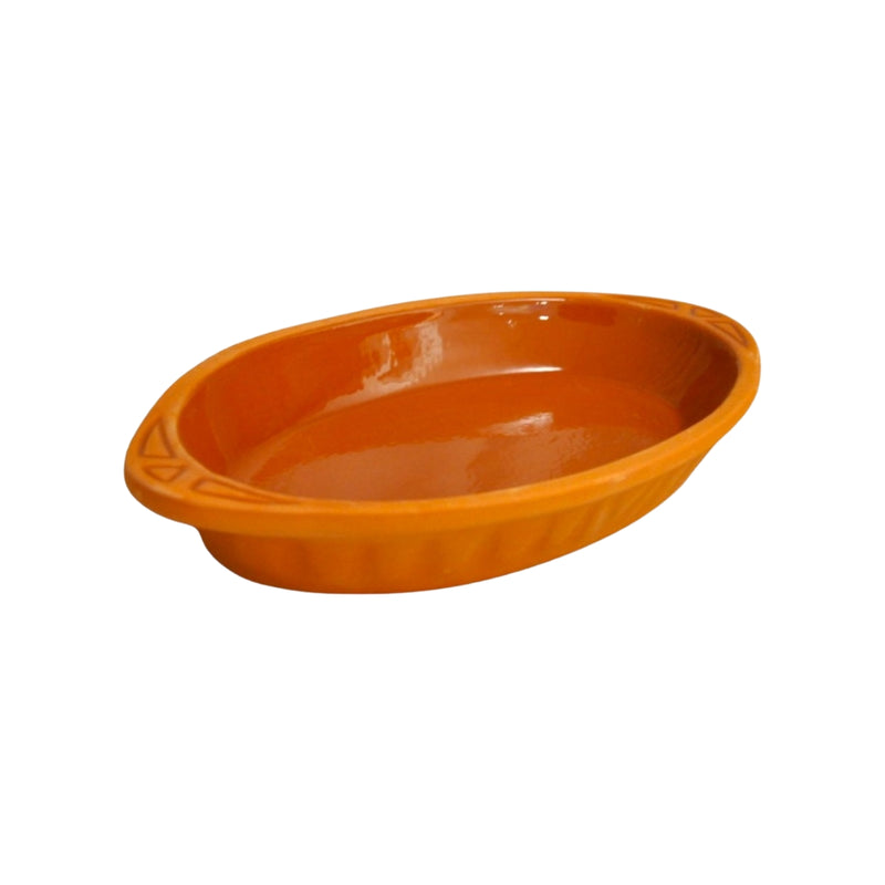 Che Brucia Inner Glazed Clay  Oval Oven Tray with Handle -Kilis