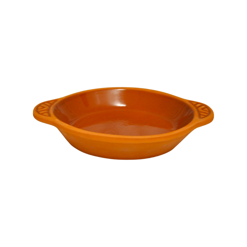 Che Brucia Inner Glazed Clay Round Oven Tray with Handle 700 ml -Sahan