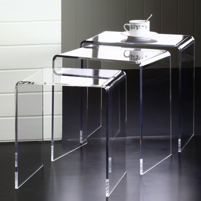 Vague Acrylic 3 Pieces Stackable Nesting Tables Set - Al Makaan Store