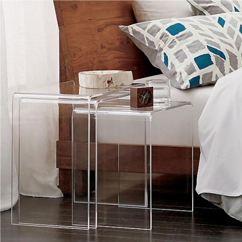 Vague Acrylic 3 Pieces Stackable Nesting Tables Set - Al Makaan Store