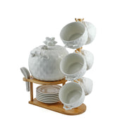 Bamboo Porcelain Soup Set with Stand 22 Pieces - Al Makaan Store