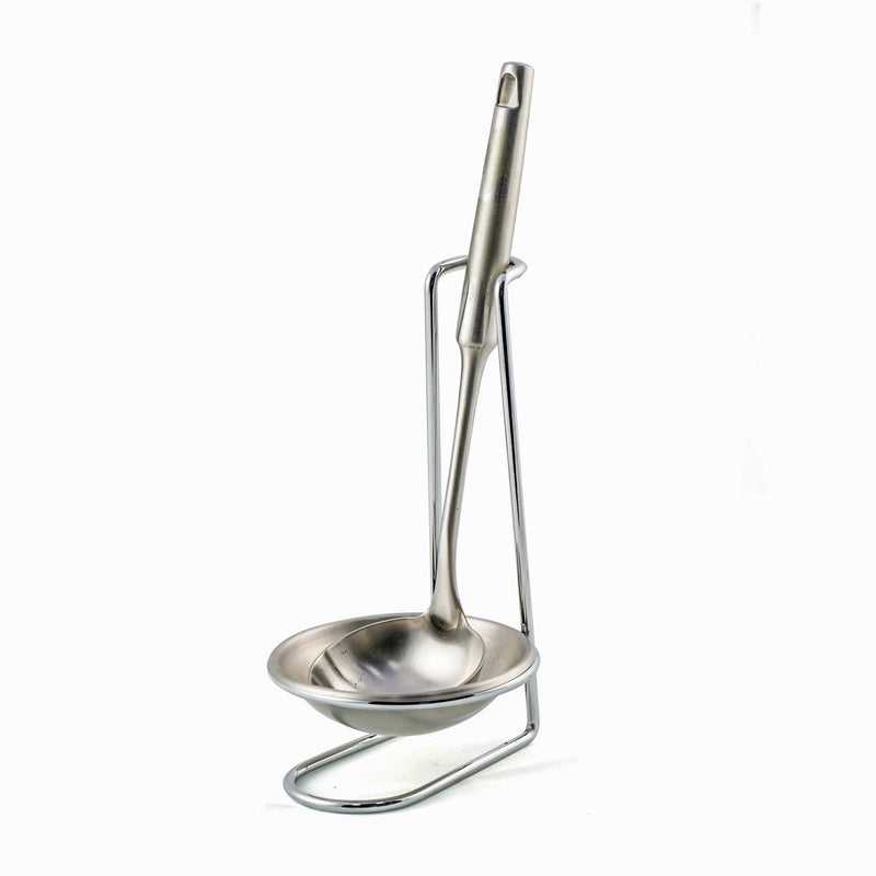 Silver Stainless Steel Ladle Stand With Serving Spoon
