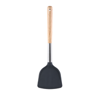Vague Grey Silicone Turner with Oak Wood Handle 33.5 cm - Al Makaan Store