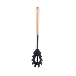 Vague Grey Silicone Pasta Server with Oak Wood Handle 32.5 cm - Al Makaan Store