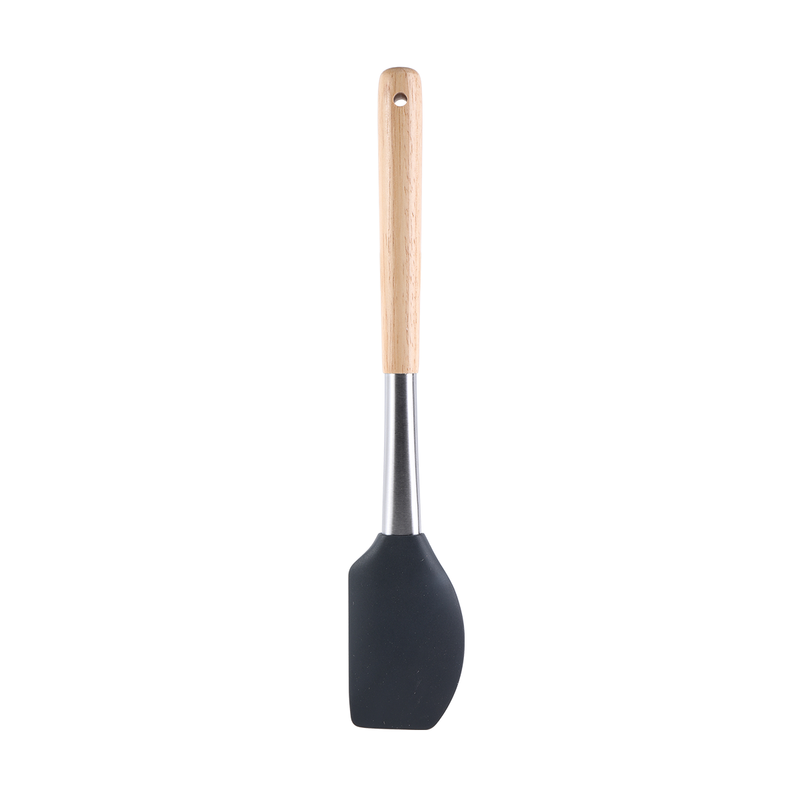 Vague Grey Silicone Scraper with Oak Wood Handle 32 cm - Al Makaan Store