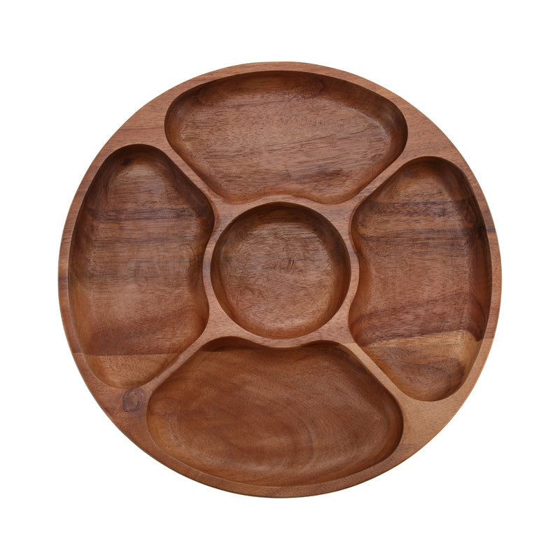 Vague Round Wooden Fruit Tray 32 cm - Al Makaan Store