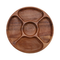 Vague Round Wooden Fruit Tray 32 cm - Al Makaan Store