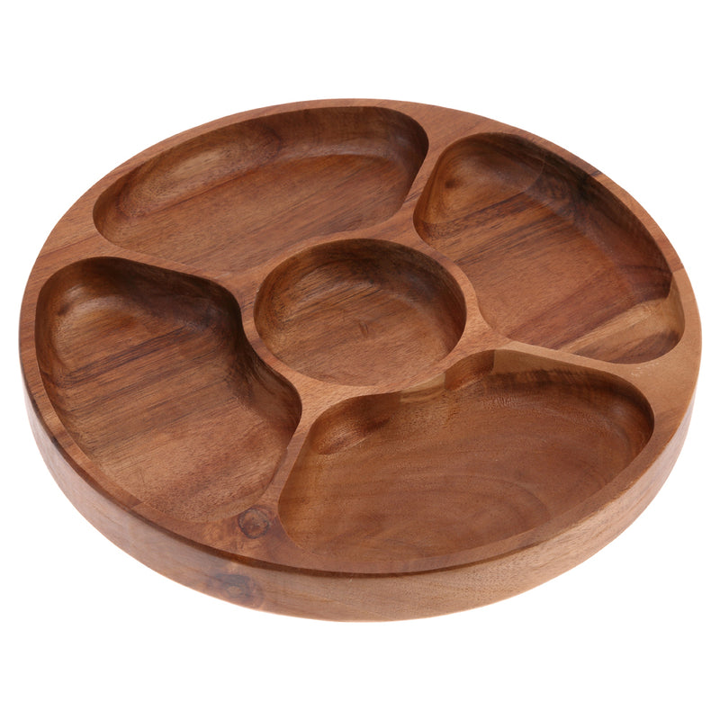Vague Round Wooden Fruit Tray 32 cm - Al Makaan Store