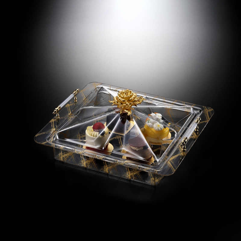 Vague Square Acrylic Desserts Serving Set Flower Design - Al Makaan Store
