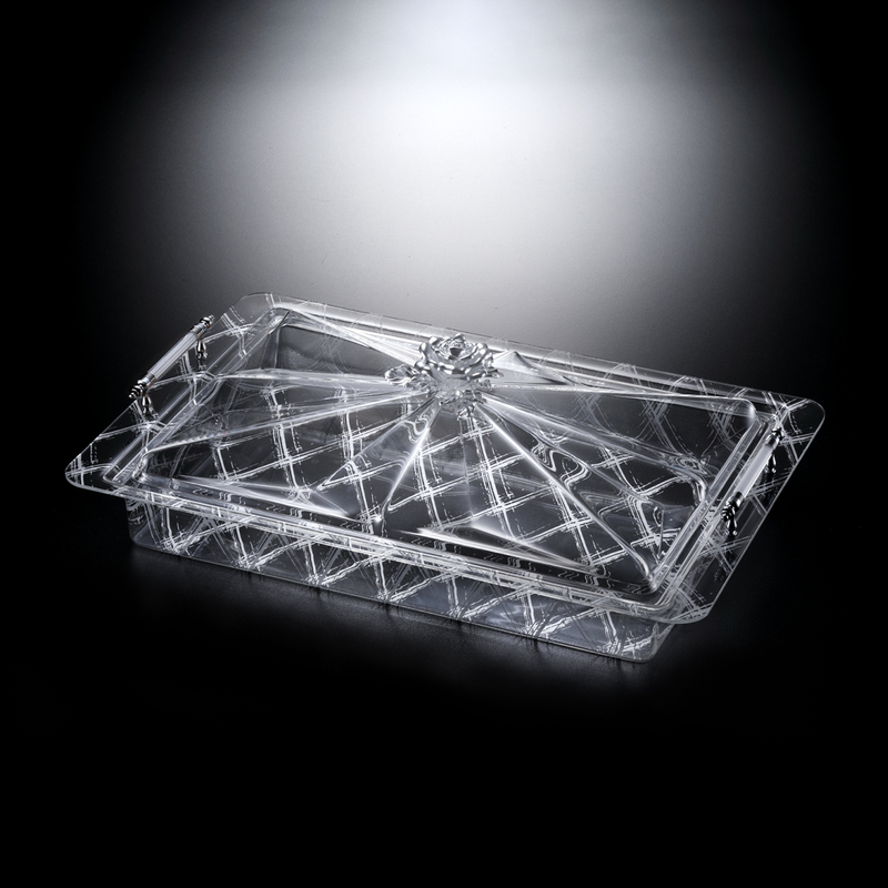 Vague Rectangular Acrylic Desserts Serving Set Flower Design - Al Makaan Store