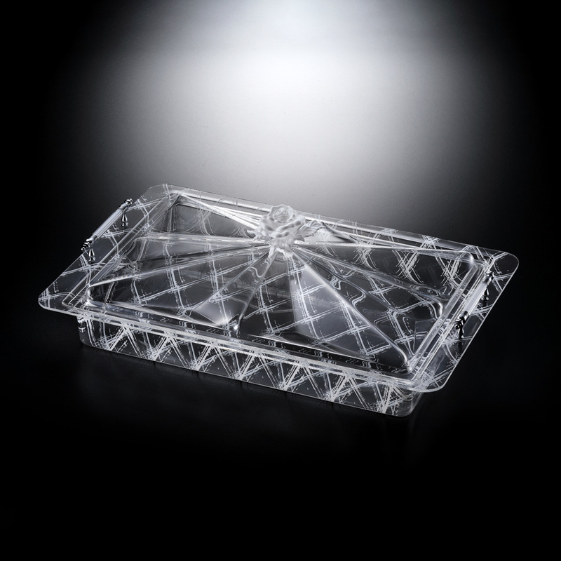 Vague Rectangular Acrylic Desserts Serving Set Flower Design - Al Makaan Store