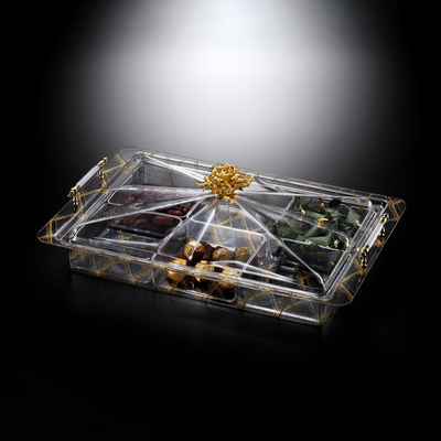 Vague Rectangular Acrylic Desserts Serving Set with Six Bowls Flower Design - Al Makaan Store