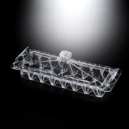 Vague Rectangular Acrylic Desserts Serving Set Flower Design - Al Makaan Store