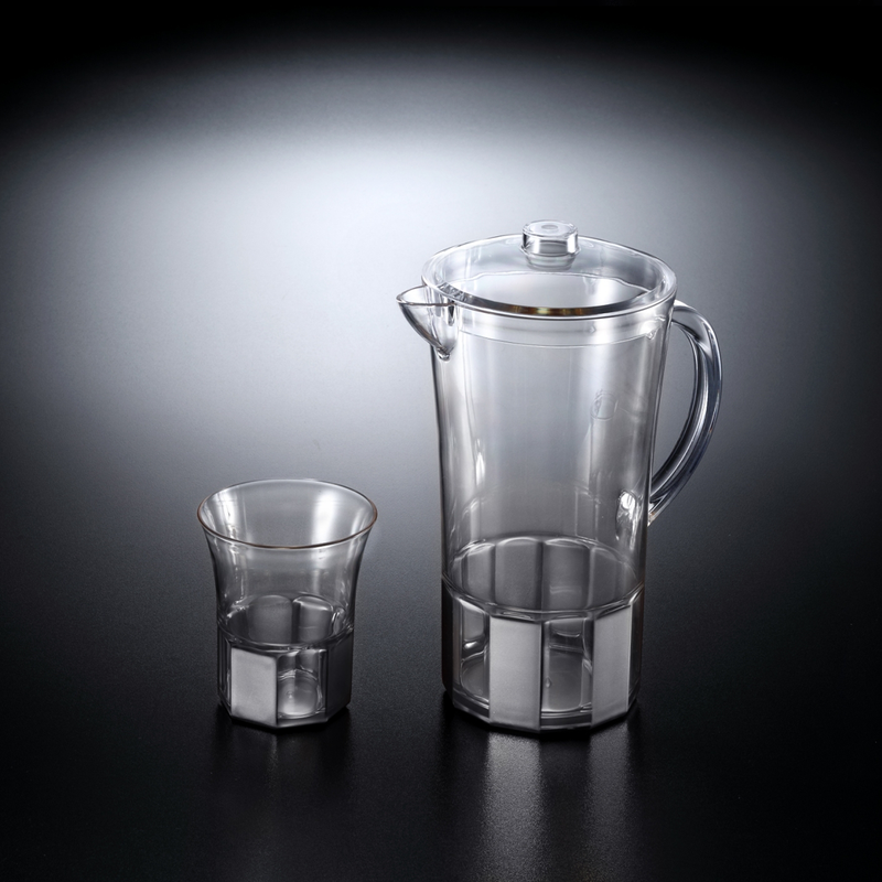 Vague Acrylic Jug Set with 6 Cups - Al Makaan Store