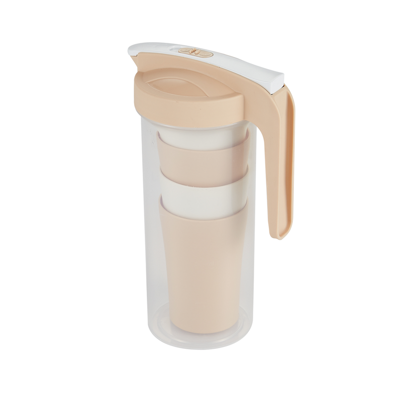 Vague Water Pitcher with 4 Cups Set 1.6 L - Al Makaan Store