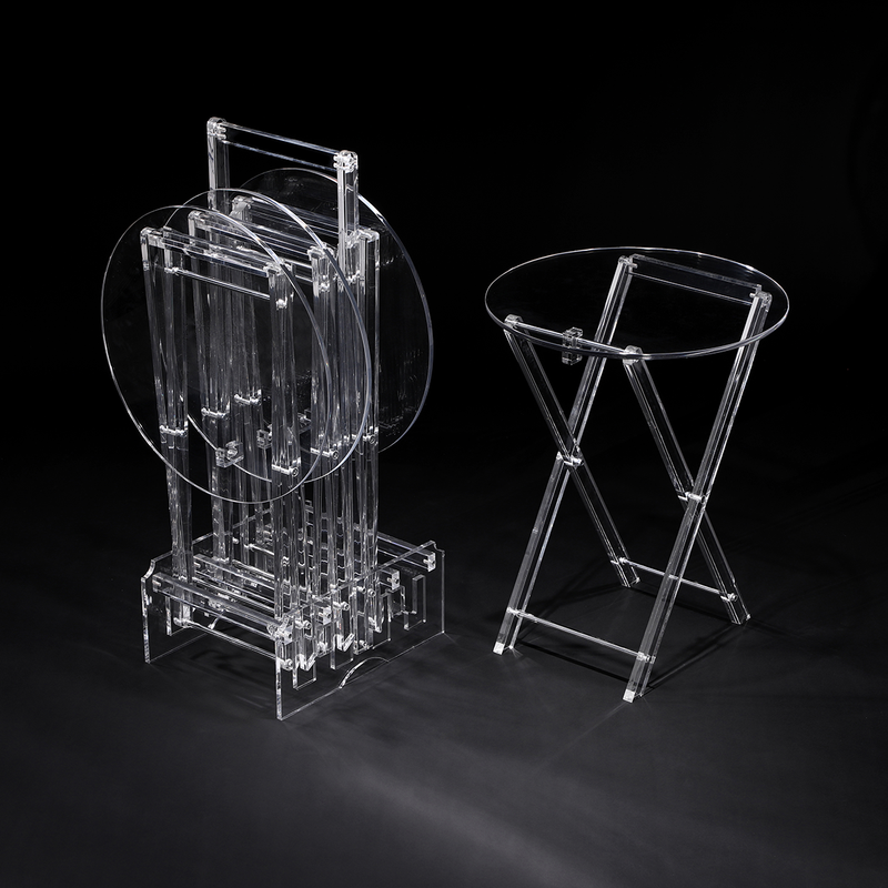 Vague Acrylic 4 Round Coffee Tables with Stand Set - Al Makaan Store