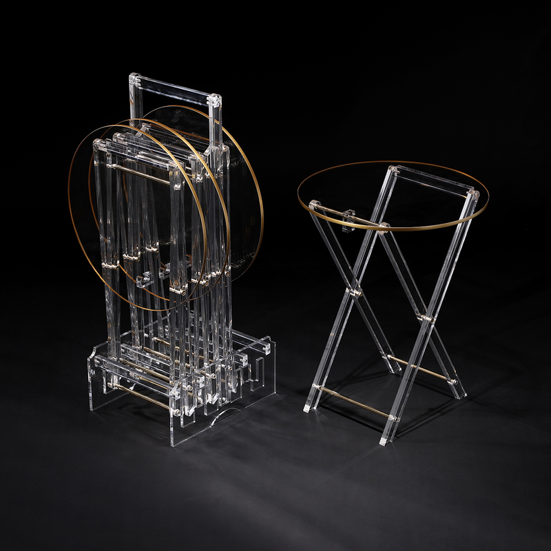 Vague Acrylic 4 Round Coffee Tables with Stand Set - Al Makaan Store