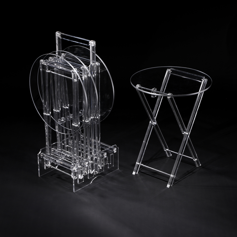Vague Acrylic 4 Round Coffee Tables with Stand Set - Al Makaan Store
