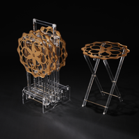 Vague Acrylic 4 Star Coffee Tables with Stand Set Flower Printing - Al Makaan Store