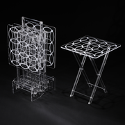 Vague Acrylic 4 Square Coffee Tables with Stand Set Circles Printing - Al Makaan Store
