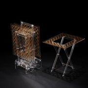 Vague Acrylic 4 Rectangular Coffee Tables with Stand Set Geometric Printing - Al Makaan Store