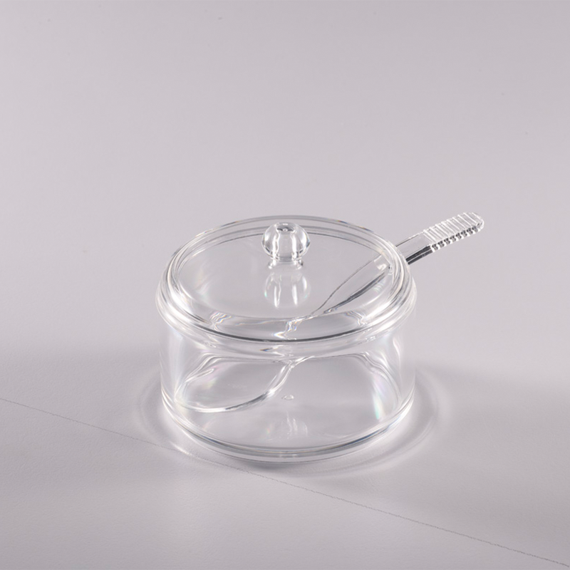 Vague Round Acrylic Serving Suger Pot with Spoon - Al Makaan Store