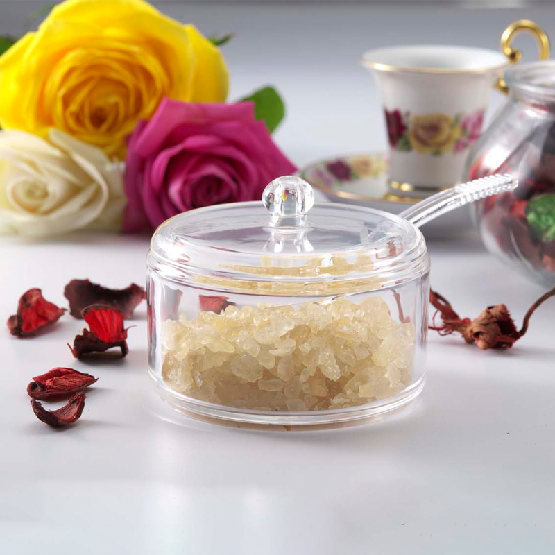 Vague Round Acrylic Serving Suger Pot with Spoon - Al Makaan Store
