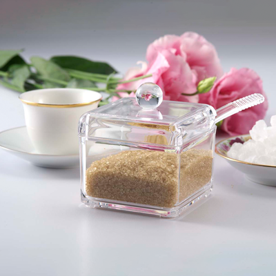 Vague Square Acrylic Serving Suger Pot with Spoon - Al Makaan Store