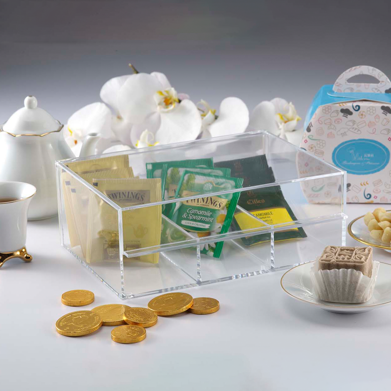 Vague Acrylic 3 Compartments Serving Tea Box - Al Makaan Store