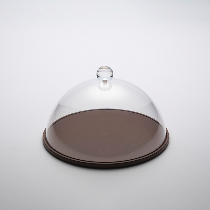 Vague Round Wooden Serving Platter with Acrylic Cover Set 26 cm - Al Makaan Store